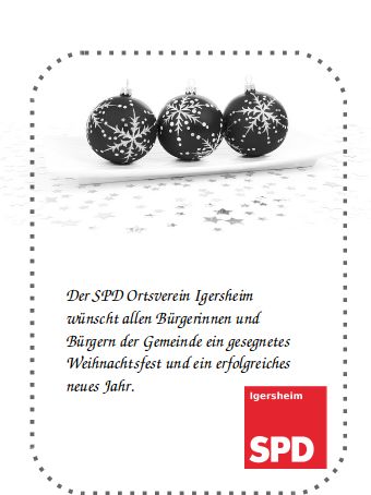 Weihnachtsgruß SPD Igersheim im Gemeindeboten 2015